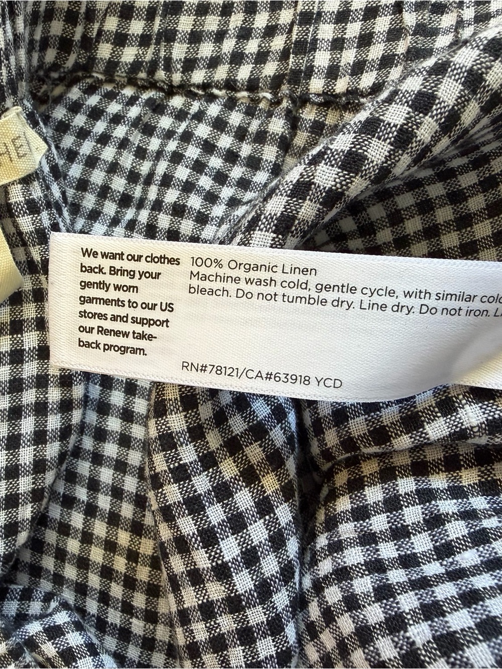 Eileen Fisher Puckered Organic Linen Gingham Midi Skirt - A line - Medium - Picture 11 of 13
